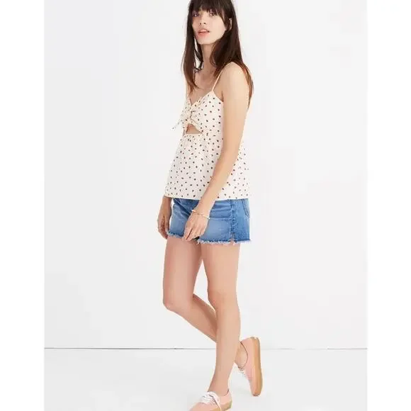 Madewell Strawberry Tie Front Cami Keyhole Top  Cotton Summer Sz 2 Cottagecore - Picture 11 of 12